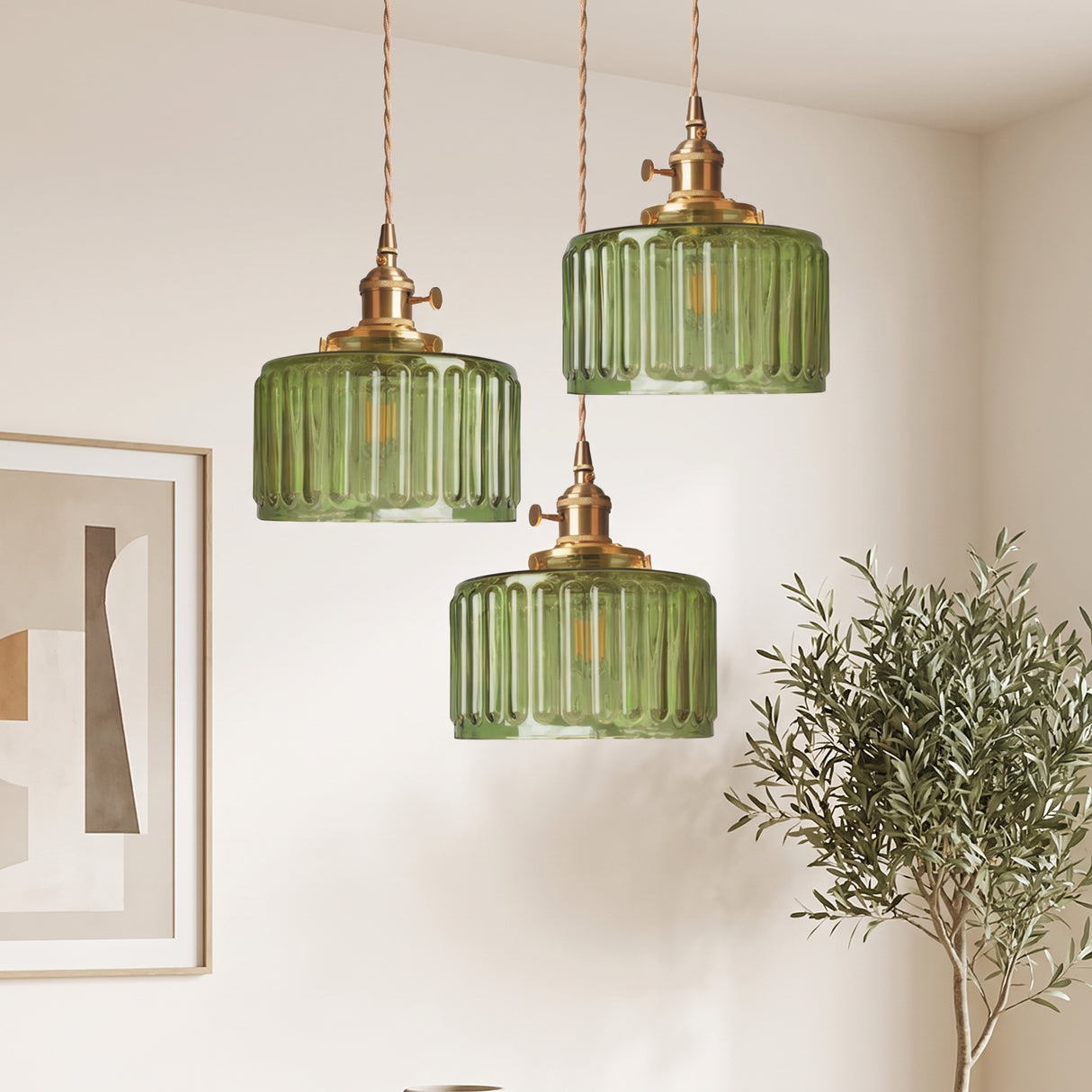 Vintage Cylinder Glass Pendant Light - dining room lifestyle