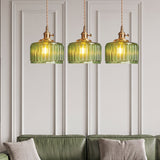 Vintage Cylinder Glass Pendant Light - living room sofa lifestyle