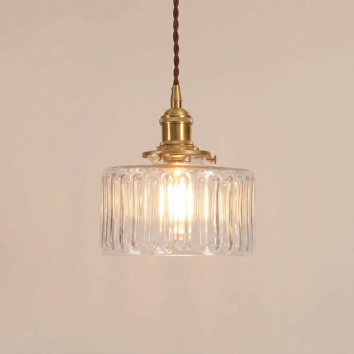 Vintage Cylinder Glass Pendant Light - background-changed studio shot
