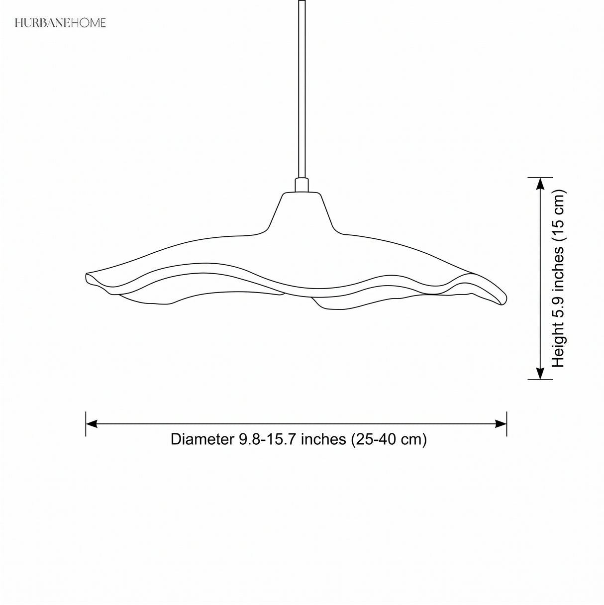 Cement flower pendant light dimension illustration