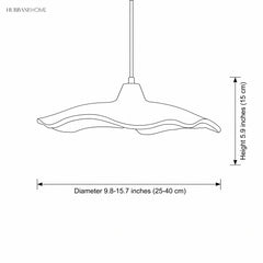 Cement flower pendant light dimension illustration