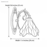 Stained glass petal wall sconce dimension illustration