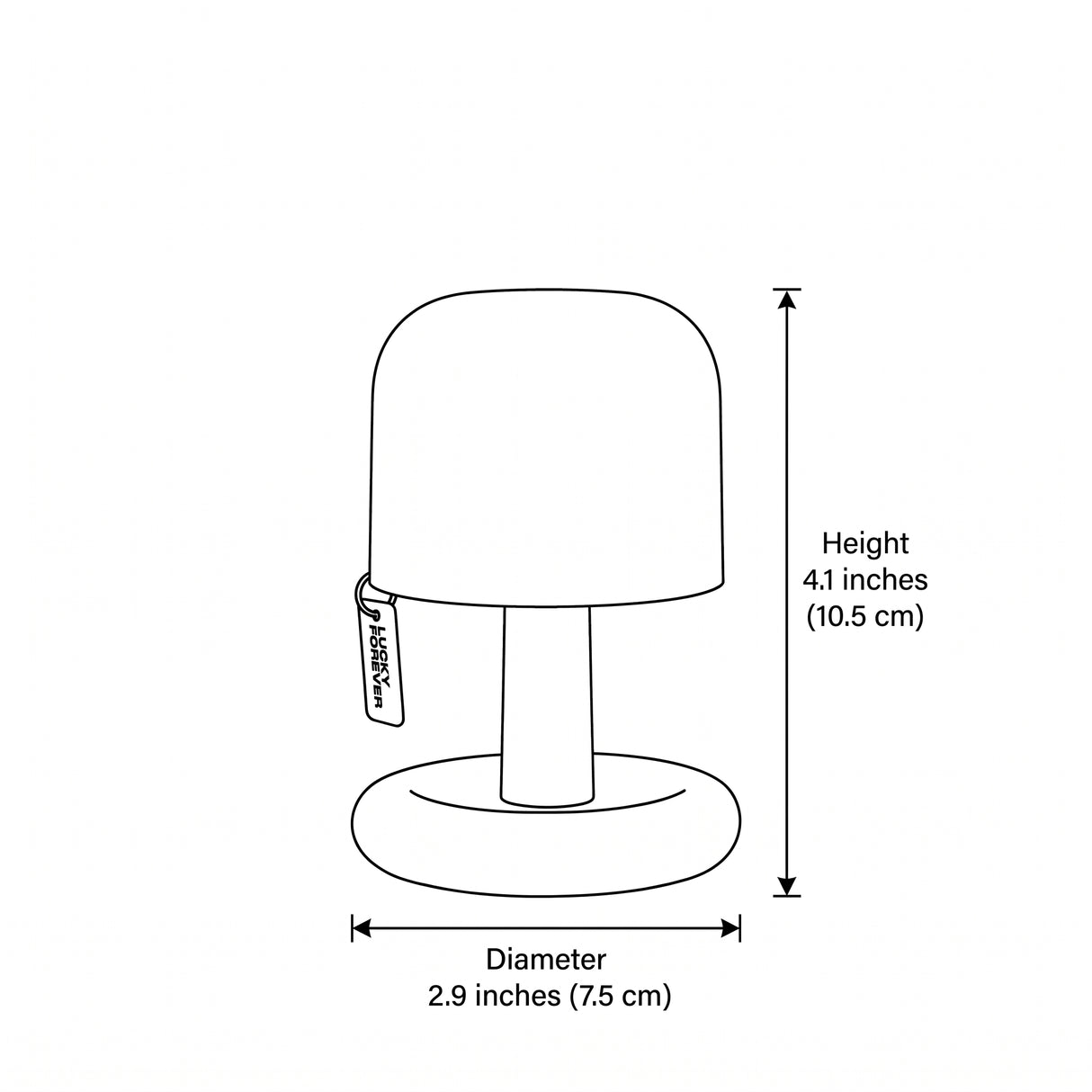 Mini Rechargeable LED Lamp - size dimension illustration