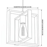 Iron and Wood Farmhouse Pendant Light - Size Illustration