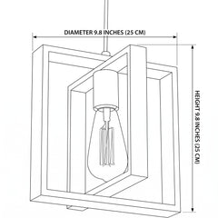 Iron and Wood Farmhouse Pendant Light - Size Illustration
