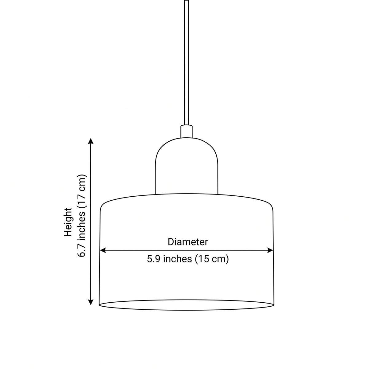 Bauhaus Creative Glass Pendant Light - size and dimension illustration