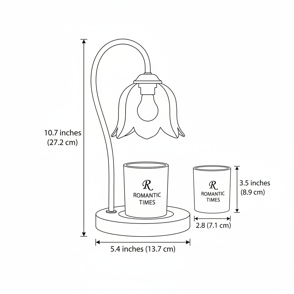 Wax Melting Lamp - size dimension illustration