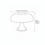 Mushroom Table Lamp - size dimension illustration
