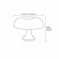 Mushroom Table Lamp - size dimension illustration