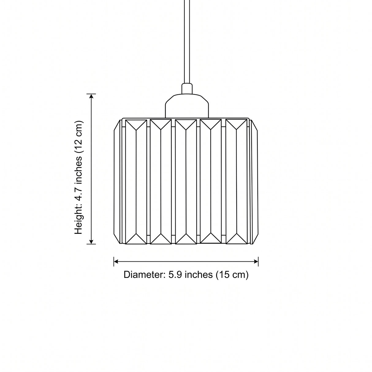 Multi-Head Glass Pendant Light - Size Illustration
