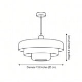 Bauhaus Iron Single-Head Pendant Light - size and dimension illustration