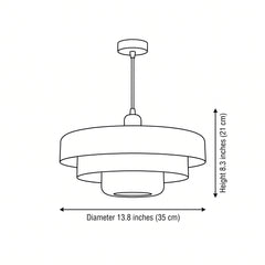 Bauhaus Iron Single-Head Pendant Light - size and dimension illustration