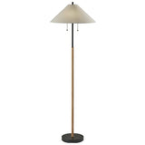 Palmer Mixed-Material Floor Lamp with Wood Stem and Fabric Shade