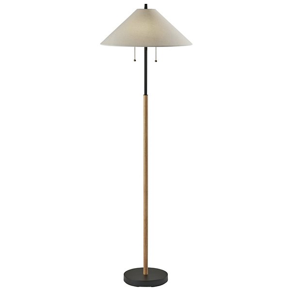Palmer Mixed-Material Floor Lamp with Wood Stem and Fabric Shade