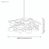 Line drawing of the paper pendant shade marked 16.5 inches wide and 16.5 inches high