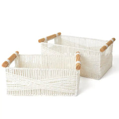 Paper Rope Storage Basket with Liner - Stylish Wicker Organizer - wicker storage baskets - Hurbane Home