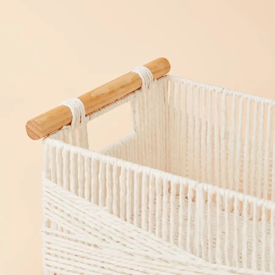Paper Rope Storage Basket with Liner - Stylish Wicker Organizer - wicker storage baskets - Hurbane Home