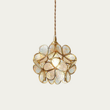 Petal glass pendant light shown suspended at full drop length
