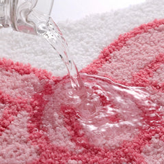 Pink Fluffy Rug – Plush Bow Tufted Non - Slip Washable Bath Mat - Hurbane Home