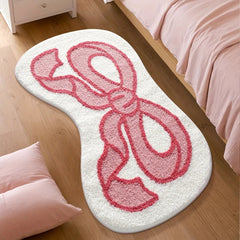 Pink Fluffy Rug – Plush Bow Tufted Non - Slip Washable Bath Mat - Hurbane Home