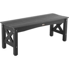 Plastic Outdoor Bench – Weatherproof Folding Patio Seating With Wood Look - Foldable Outdoor Bench - Hurbane Home