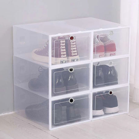 Plastic Shoe Boxes Stackable – Transparent Foldable Dustproof Storage Organizer.