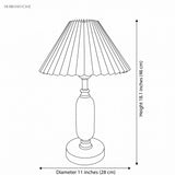Line drawing of the lamp measuring 11 inch diameter and 18.1 inch height