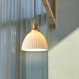 Pleated ceramic pendant light, 8.7 inch height, indoor use, view 5