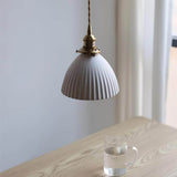 Ceramic pendant with deep pleats and a twisted fabric cord, view 14