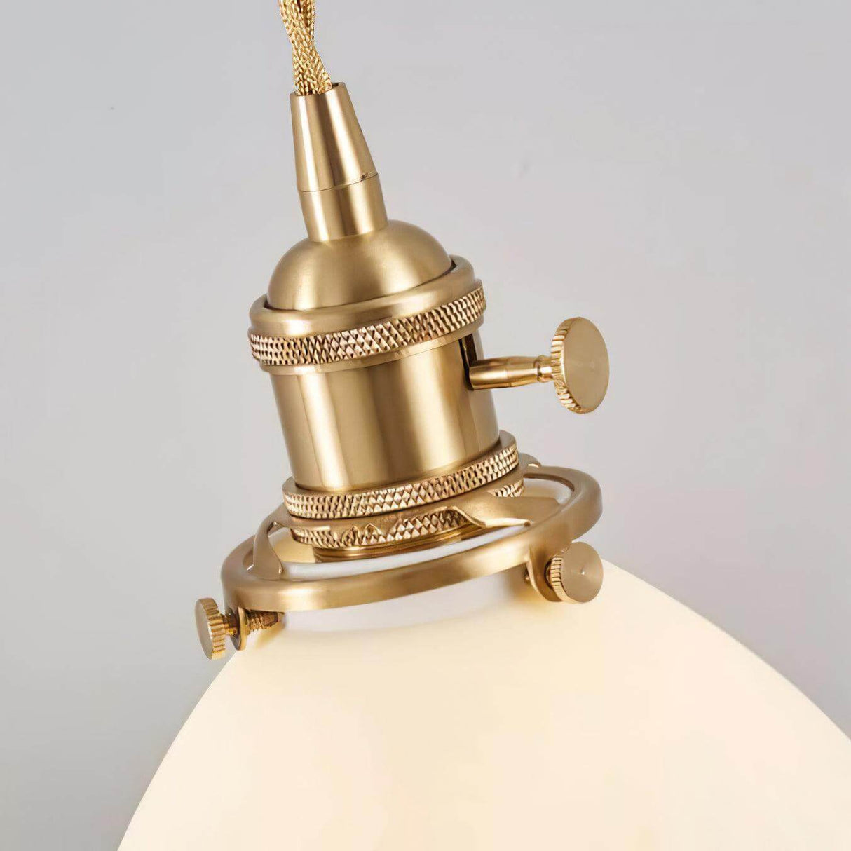 White pleated pendant shade, 6.7 inch diameter with brass holder, view 15