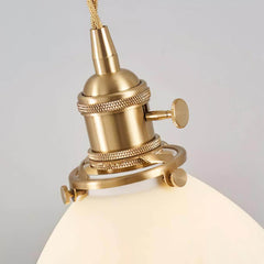 White pleated pendant shade, 6.7 inch diameter with brass holder, view 15
