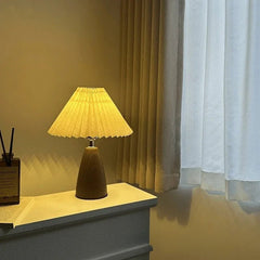 Pleated Ceramic Table Lamp - Retro LED Light for Stylish Home Décor - Hurbane Home