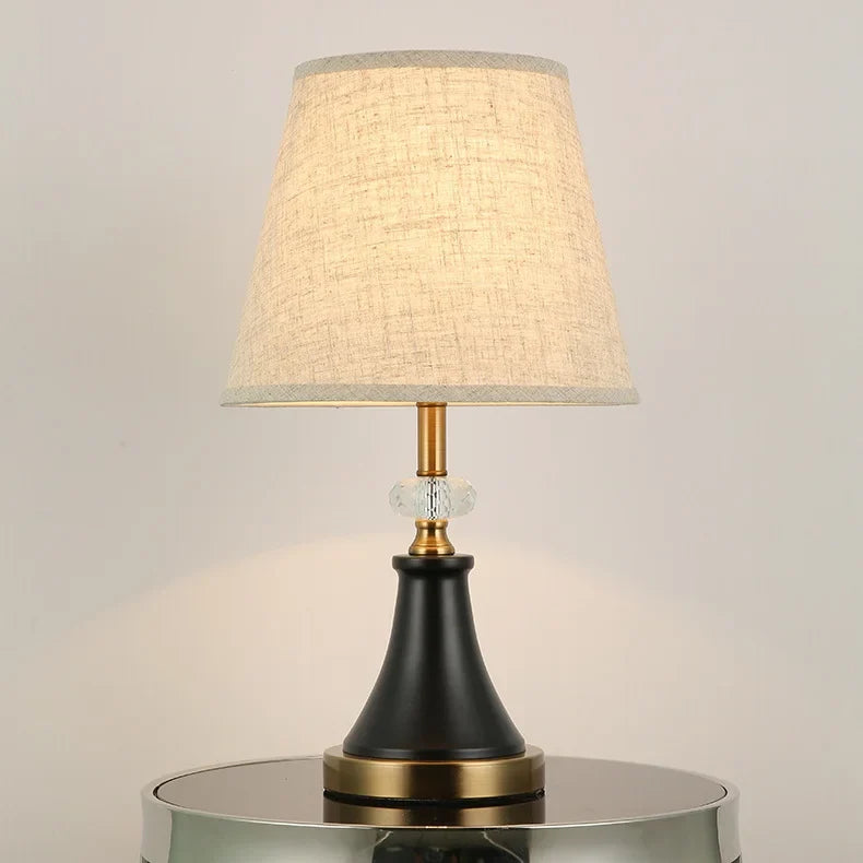 Pleated table lamp with brass base, detail view two