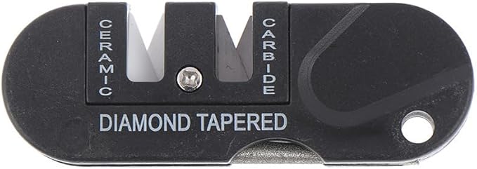 Outdoor knife sharpener used during camping food preparation