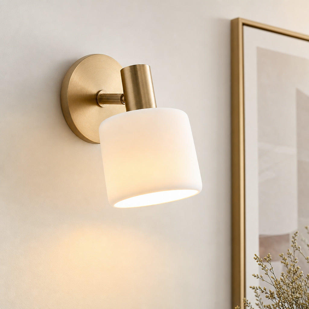 Modern porcelain shade wall sconce alternative angle view 1