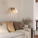 Modern porcelain shade wall sconce close detail view 2