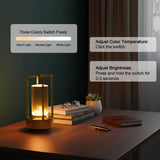 On screen guide showing three color modes and how to hold the switch to dim