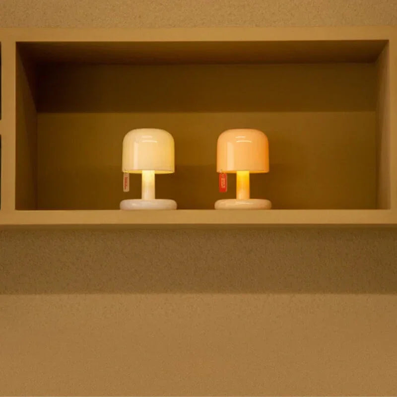 Detail of the portable mini LED table lamp and its pull tag switch