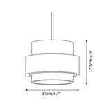 Travertine Stone Cylinder Pendant Light with Wood Band Accent