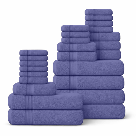 24 Piece 100% Cotton Towel Set - Plush, Absorbent & Quick-Drying Towels