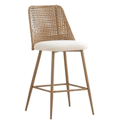 Rattan Bar Stools – 2 - Pack Rattan Wicker Counter Height Stools with Metal Legs - Counter Bar Stools - Hurbane Home