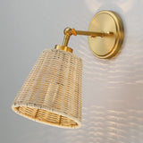 Rattan cone swing arm wall sconce further product image 4