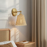 Rattan cone swing arm wall sconce supplementary product view 5