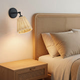 Rattan cone swing arm wall sconce alternative angle view 7