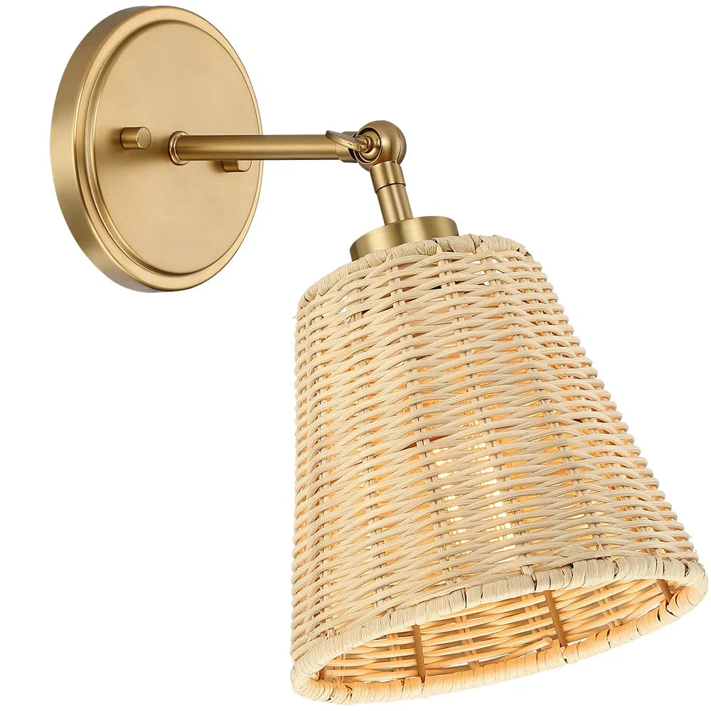Rattan cone swing arm wall sconce additional product view 12