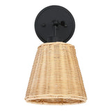 Rattan cone swing arm wall sconce further product image 16