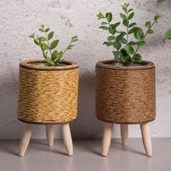 Rattan Planter Basket – Nordic Woven Plant Pot with Removable Legs - Hurbane Home