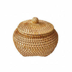 Rattan Storage Basket with Lid - Stylish Woven Organizer for Home Decor - Wooven Storage Baskets - Hurbane Home
