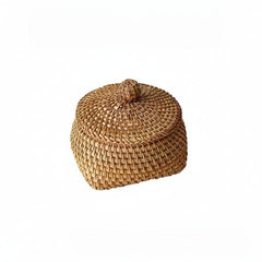 Rattan Storage Basket with Lid - Stylish Woven Organizer for Home Decor - Wooven Storage Baskets - Hurbane Home