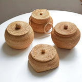 Rattan Storage Basket with Lid - Stylish Woven Organizer for Home Decor - Wooven Storage Baskets - Hurbane Home